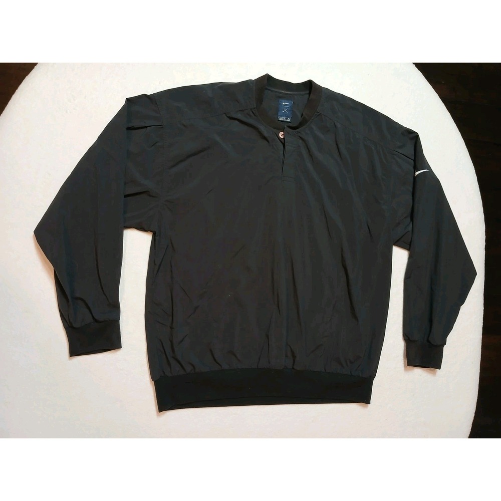 Vintage Nike Golf Blue Tag Crewneck Pullover Windshirt Mens Large Black Swoosh